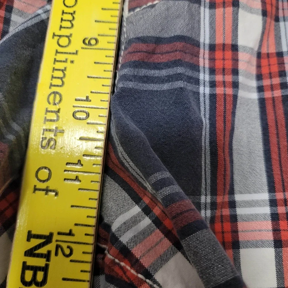 American Eagle Mens Plaid Shorts 36 Classic Preppy Length Navy Blue Red‎ Cotton